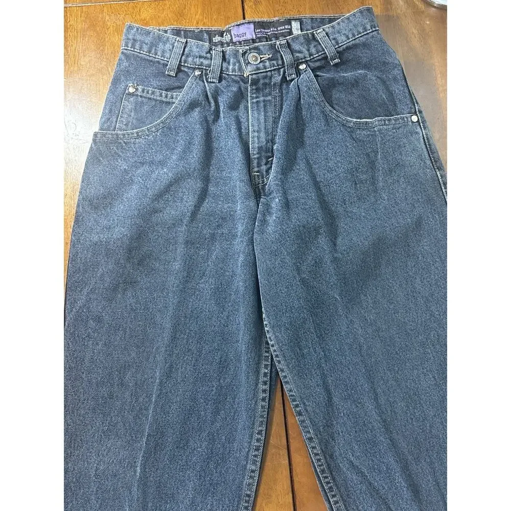 Vtg 1991 Levis SilverTab Baggy Jeans 30x30 Made in USA Dark Wash 90s Skater